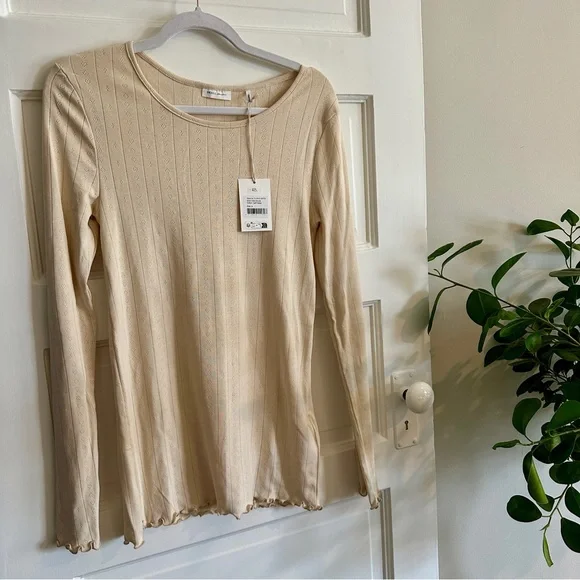 NWT! SKALL STUDIO Beige Long Sleeve Edie Blouse - S - Picture 2 of 12